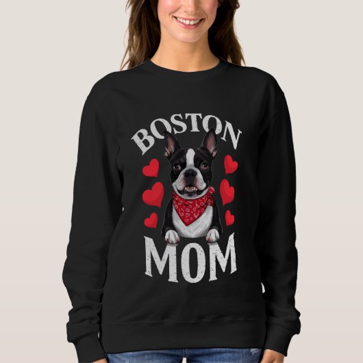 Sweatshirt Boston Terrier Maman, Dog Mama (Devant)