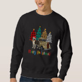 Sweatshirt Boston Terrier plaid leopard xmas tree holiday (Devant)