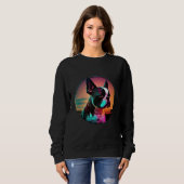 Sweatshirt Boston Terrier Synthwave 80s Retrowave Aesthetic   (Devant entier)