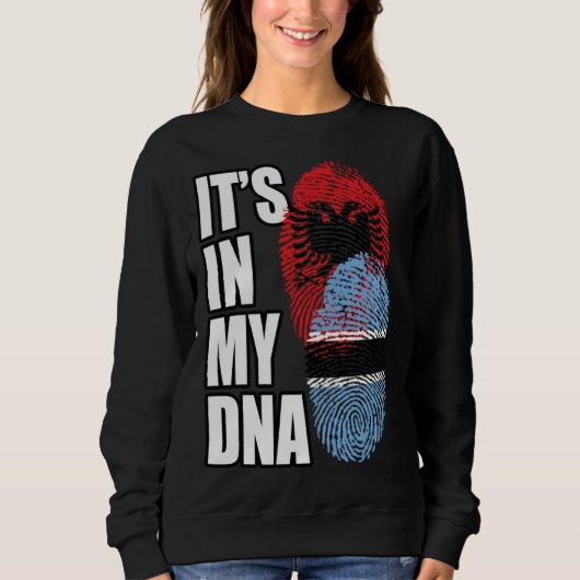 Sweatshirt Botswanan And Albanian Mix DNA Flag Heritage (Devant)