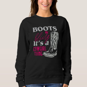 Sweatshirt Bottes de cowgirl Bling Femmes Jolie Amour Vie de