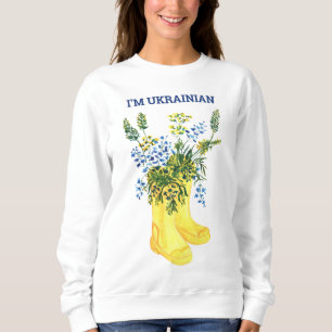 Sweatshirt Bottes jaunes aux fleurs bleues Ukraine