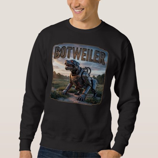 Sweatshirt Botweiler Photographique – Rottweiler Robot Drôle (Devant)
