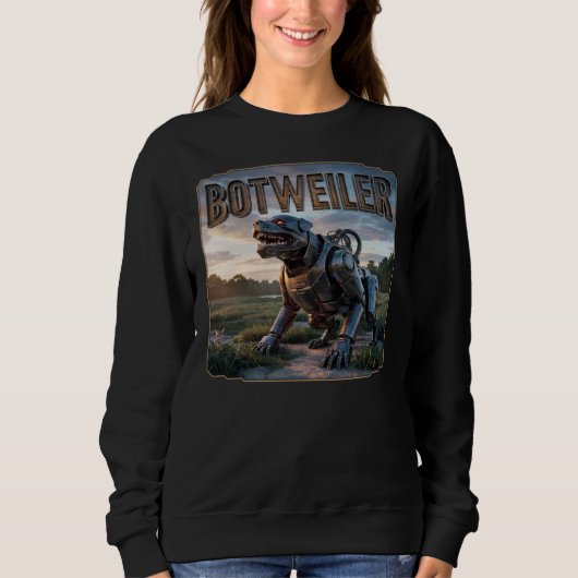 Sweatshirt Botweiler Photographique – Rottweiler Robot Drôle (Devant)