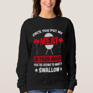 Sweatshirt Bouche de viande avale drôle Barbecue grillade amu