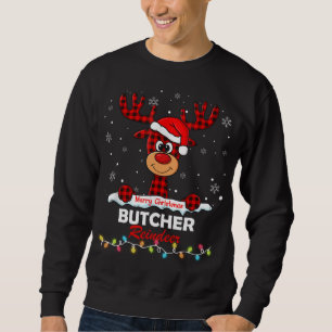 Sweatshirt Boucher Reindeer Santa Hat Buffalo Plaid Christmas