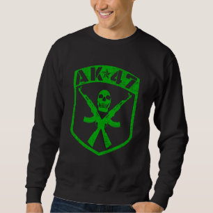 Sweatshirt Bouclier de fusil d'assaut AK 47 crâne vert vintag
