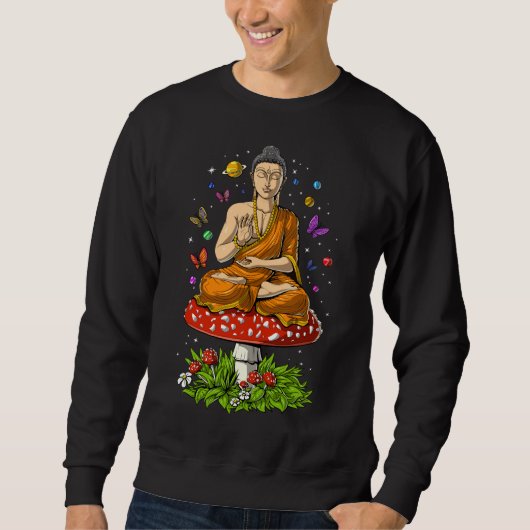 Sweatshirt Bouddha de champignons magiques (Devant)