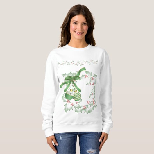 Sweatshirt Bouges de rose verte Holly (Devant entier)