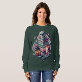 Sweatshirt Bougie Citrouille du crâne du livre floral (Devant entier)