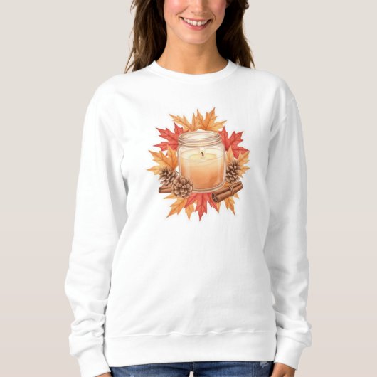Sweatshirt Bougie Cozy Fall avec feuilles d'érable | Design d (Devant)