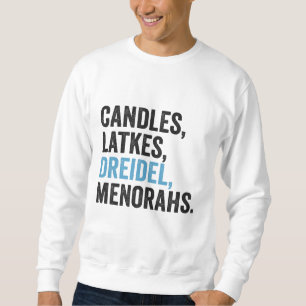 Sweatshirt Bougies Latkes Toupie Menorahs Drôle Hanukkah Juif