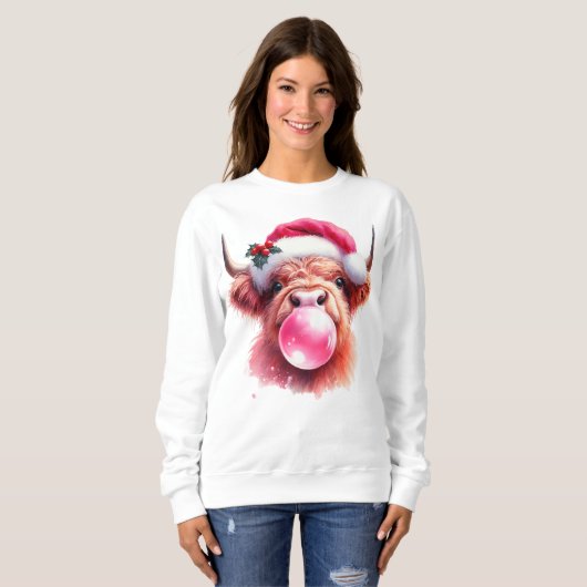 Sweatshirt Boujee vache de Noël (Devant entier)