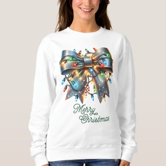 Sweatshirt Boule étincelante avec lumières de Noël (Devant)