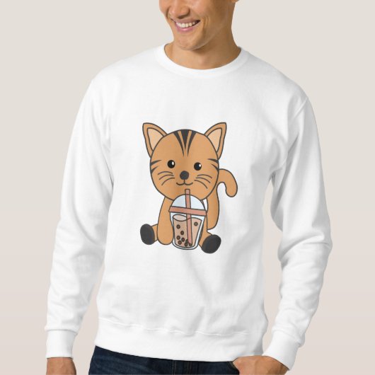 Sweatshirt Boule Thé Chat Avec Chocolat Animaux Sucrés Chats (Devant)