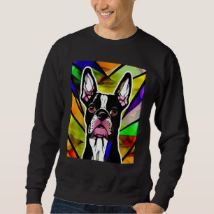 Sweatshirt Bouledogue Français - Pop Art Vitrail Coloré_9