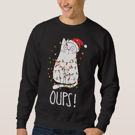Sweatshirt Boules de chat ! Chat Blanc Tangé Dans L'Arbre De (Devant)