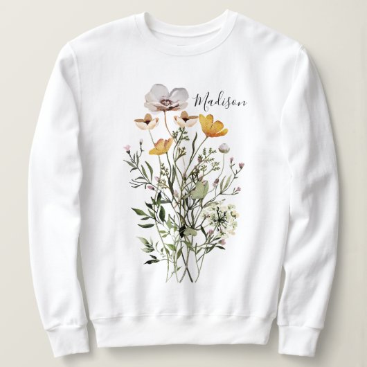 Sweatshirt Bouquet de fleurs sauvages séchées Monogram (Design devant)