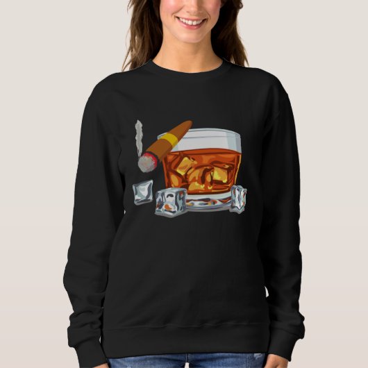 Sweatshirt Bourbon Fumer Cigare Mens Buvant (Devant)