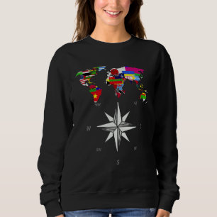Sweatshirt Boussole Pays Drapeaux Carte du monde Voyager Mond