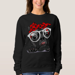 Sweatshirt Bouton Et Lunettes De Tête Coloré À Chien À Couleu