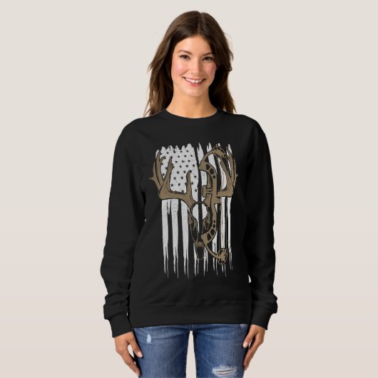 Sweatshirt Bow Hunting Deer American Flag Archery Hunter Men  (Devant entier)