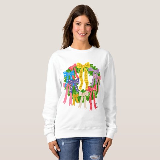 Sweatshirt Bow Merry And Bright Noël (Devant entier)
