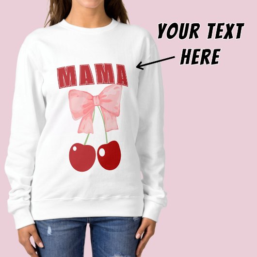 Sweatshirt Bow rose et cerises rouges, style coquette