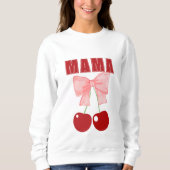 Sweatshirt Bow rose et cerises rouges, style coquette (Devant)