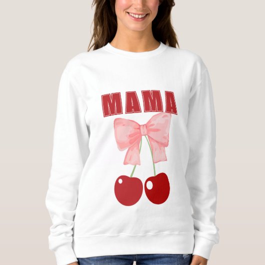 Sweatshirt Bow rose et cerises rouges, style coquette (Devant)