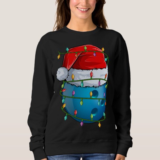 Sweatshirt Bowling Ball Xmas Éclairage Santa Hat Bowling Ball (Devant)