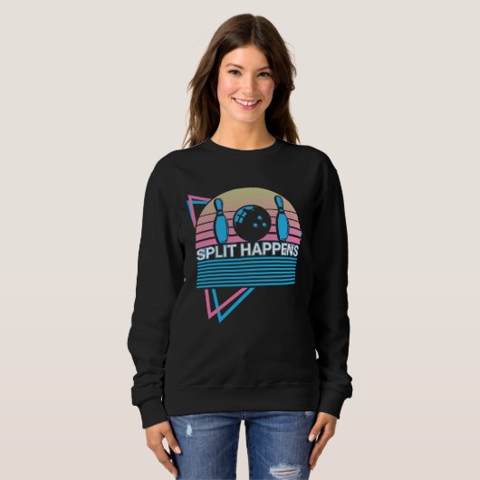 Sweatshirt Bowling Bowler Retro Split Happens (Devant entier)