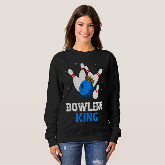 Sweatshirt Bowling King Crown Bowler Bowling Team Strike Bowl (Devant entier)