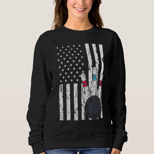Sweatshirt Bowling Proud Usa Drapeau Vintage Bowling (Devant)