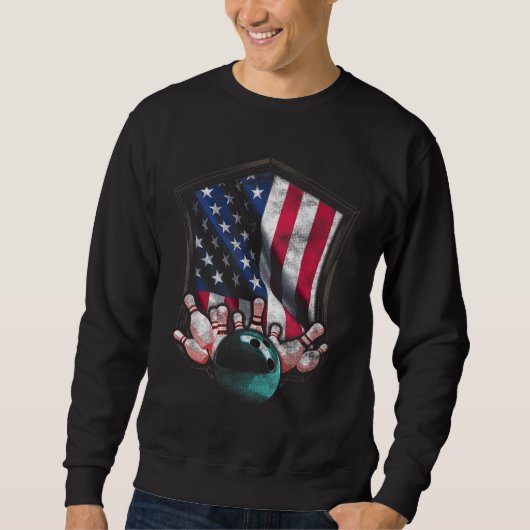 Sweatshirt Bowling vintage American USA Flag Bowling (Devant)