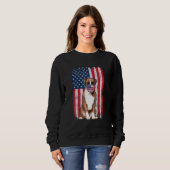 Sweatshirt Boxe American Flag Dog Wears Face Mask 4 Of Jul (Devant entier)