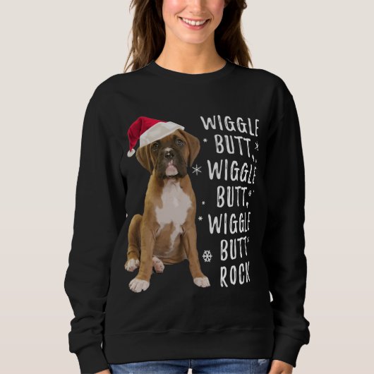 Sweatshirt Boxe Chien Noël - Wiggle Butt Rock (Devant)