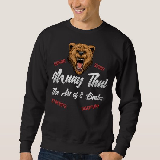 Sweatshirt Boxe thaïlandaise Kickboxing Muay Thai Bear (Devant)
