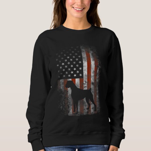Sweatshirt Boxer American Flag USA 4th Of July Dog (Devant)