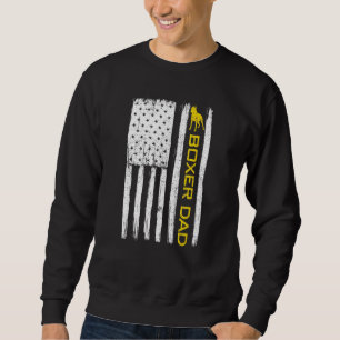Sweatshirt Boxer Chien papa Patriotique Vintage avec drapeau 