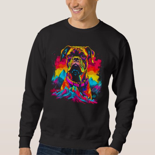 Sweatshirt Boxer Dog Mountain Design (Devant)