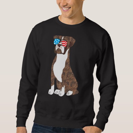 Sweatshirt Boxer Dog's Patriotic Cool Usa Flag Memorial Day (Devant)