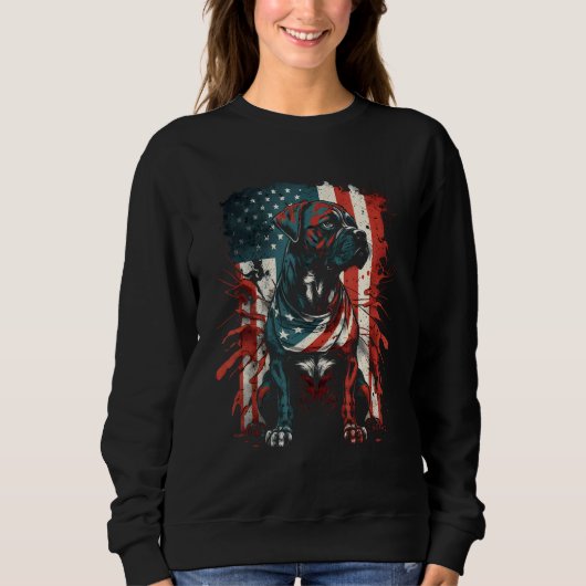 Sweatshirt Boxer Funny America USA Flag Dog Lover K-9 Unit Pa (Devant)