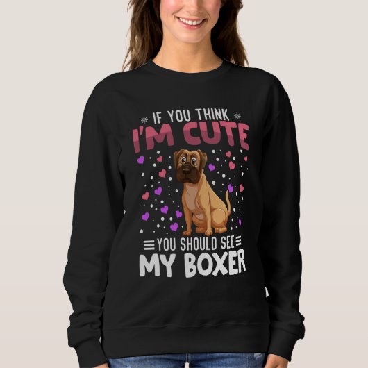 Sweatshirt Boxer Heart Valentine's Day Animal For Womens Kids (Devant)