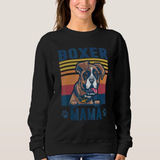 Sweatshirt Boxer Mama Mère Retro Chien Maman 3 (Devant)