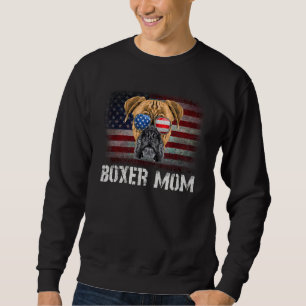 Sweatshirt Boxer Maman American Boxer Dog Us Drapeau 4 juille