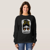 Sweatshirt Boxer Maman Messy Bun Empreinte de léopard de chev (Devant entier)