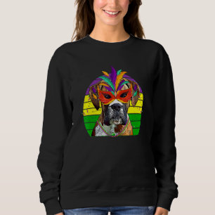 Sweatshirt Boxer Mardi Gras Party Perles de Masque de Chien