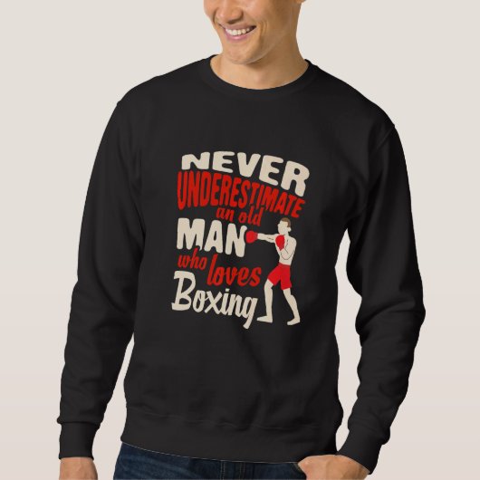 Sweatshirt Boxing Sport Vieux Homme Qui Aime Boxer (Devant)
