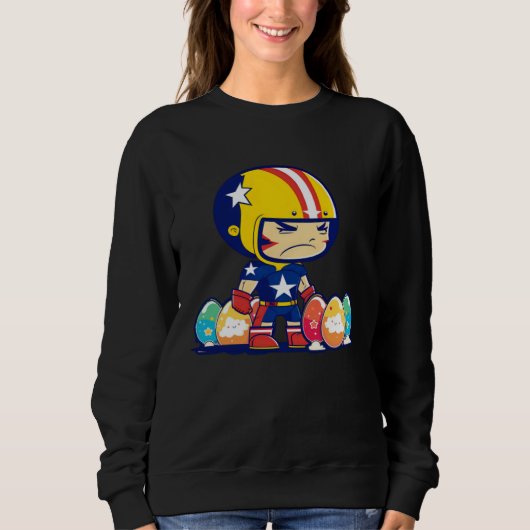 Sweatshirt Boy Helmet Easter Eggs Football Easter (Devant)